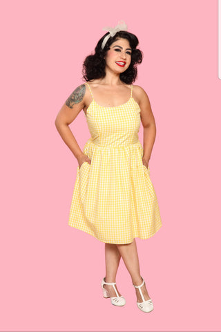 Yellow Gingham Summer Dress