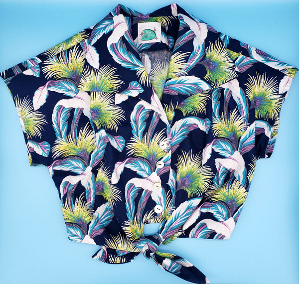 Tropical feather tie top