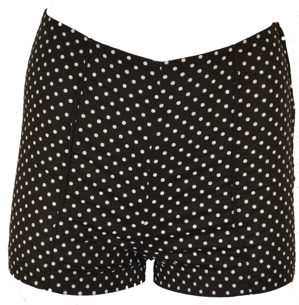 Black Polka Dot Shorts with Piping Detail