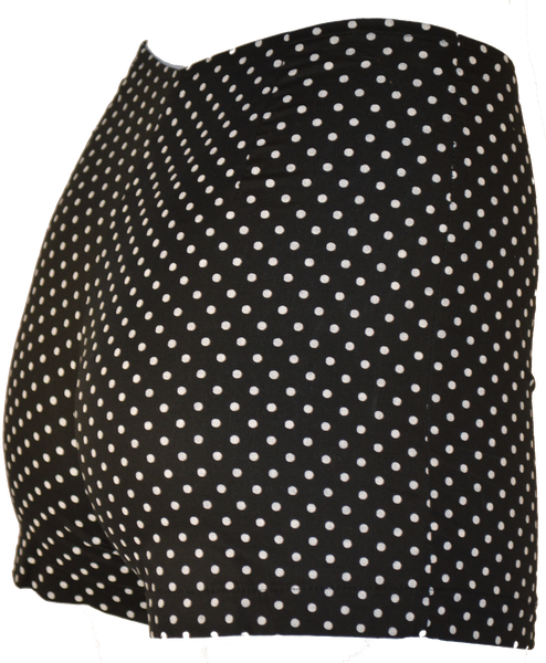 Black Polka Dot Shorts with Piping Detail