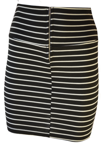 Zipper front stripe skirt